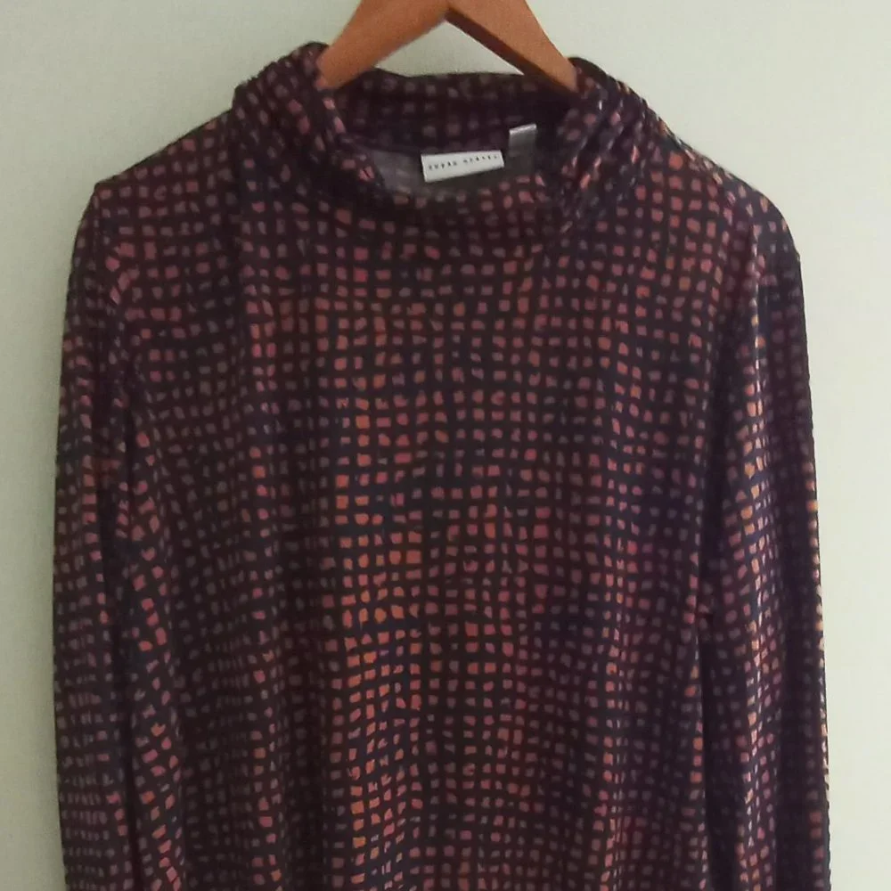 'SUSAN GRAVER' Long Sleeve Mock Turtle neck Top Size 1X